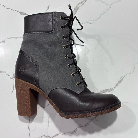 Timberland | Glancy Women’s Leather Block Heel Laces Boot Size 10 - Picture 6 of 12